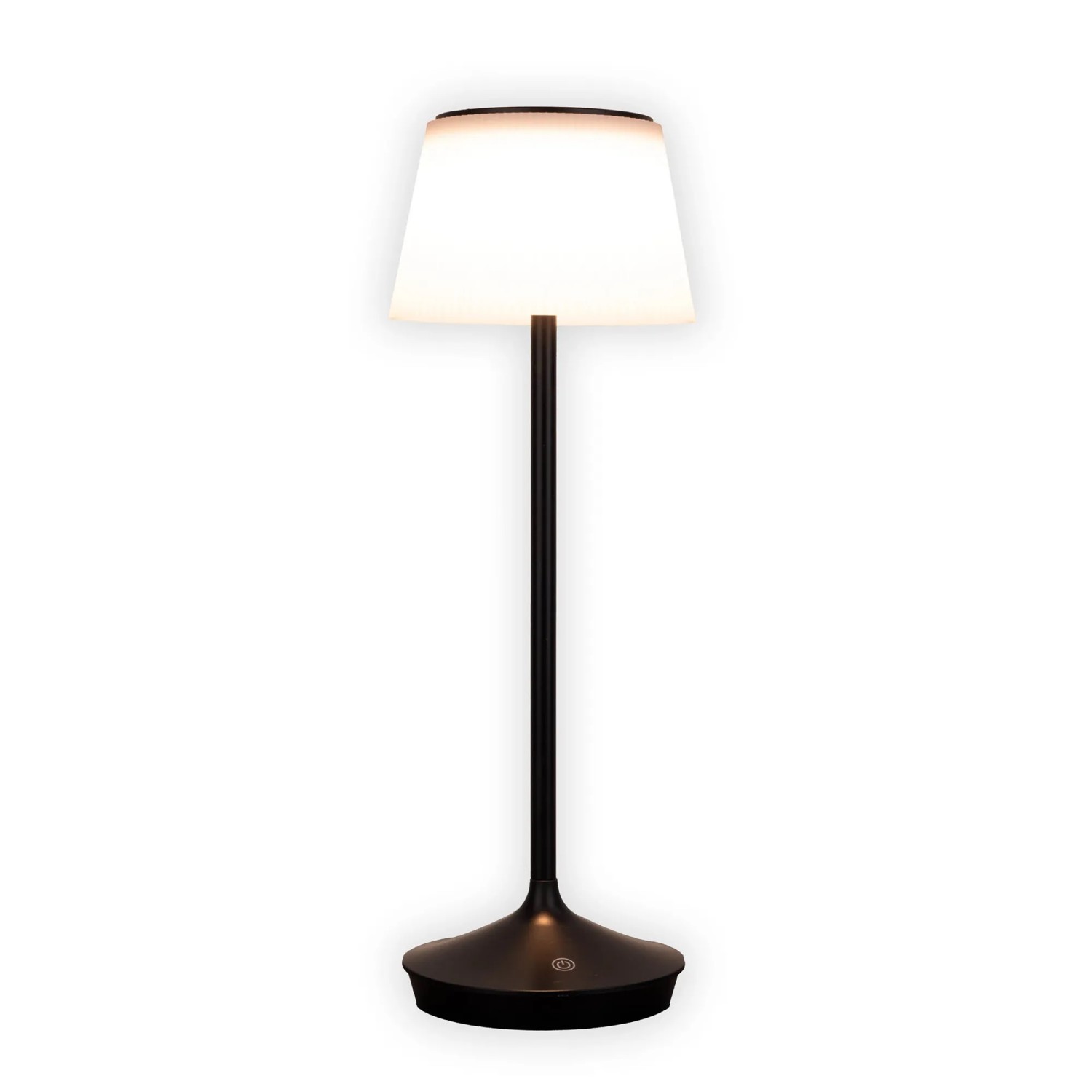 Schwarze LED Solar Tischleuchte Emmi, Ø 13 cm, 38 cm hoch, für den Außenbereich.
