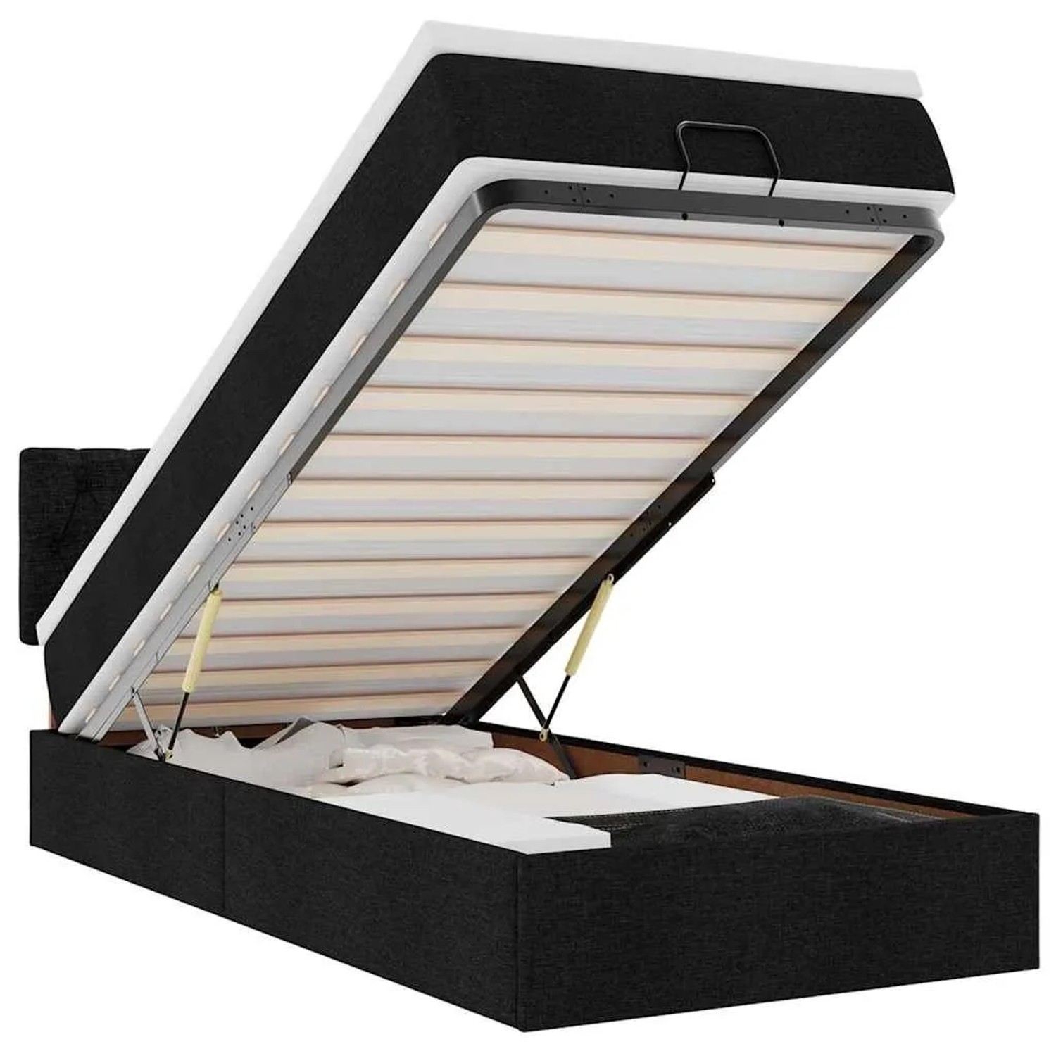 vidaXL Ottoman-Bett mit Matratze & LEDs Schwarz 90x190 cm Stoff 3312355