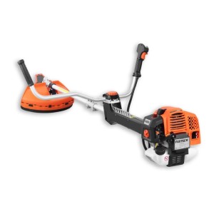 Leistungsstarke FUXTEC Benzin-Motorsense FX-PS162 in Orange-Schwarz mit Zweihandgriff. Ideal für Rasen, Unkraut & Buschwerk.