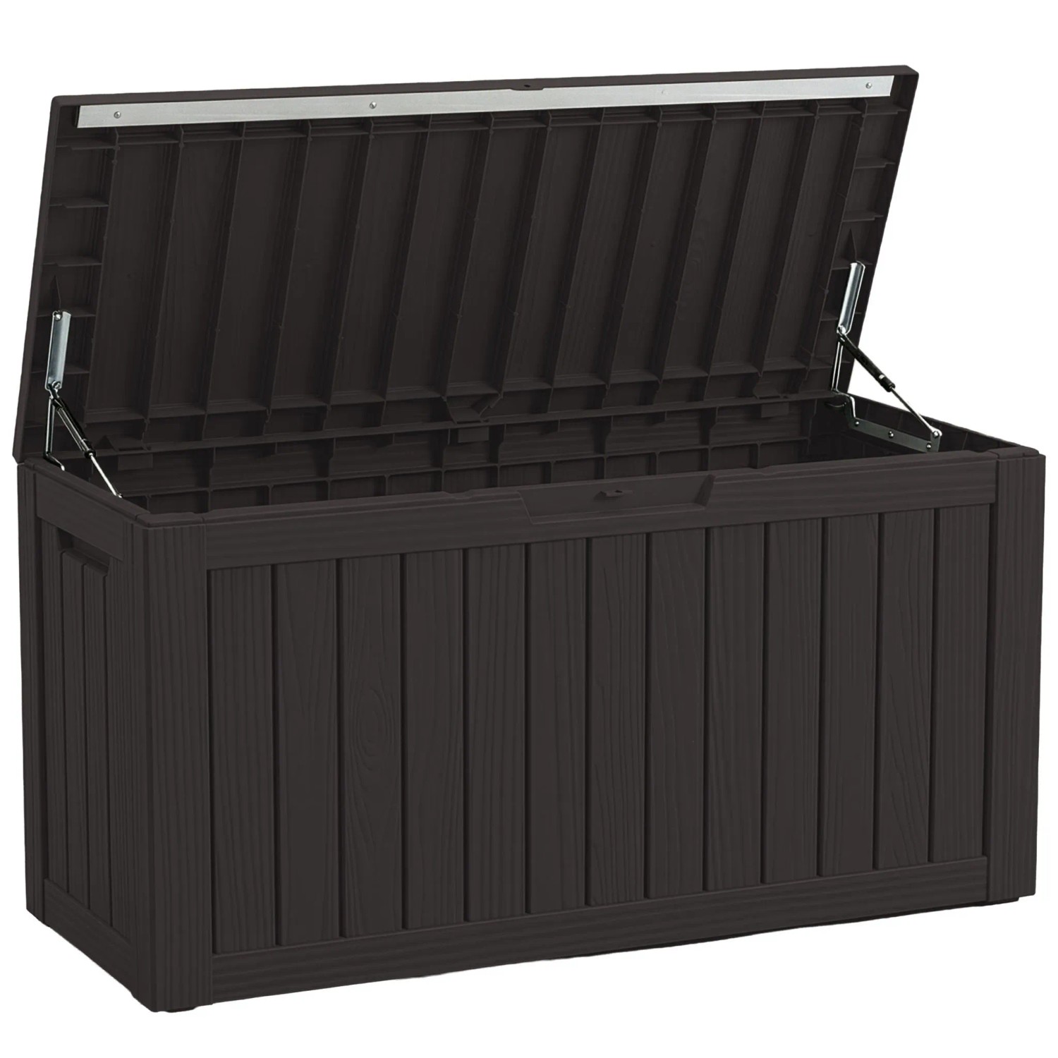 Floordirekt Gartenbox Holzoptik Wetterfest Auflagenbox Kissenbox Anthrazit 300 L
