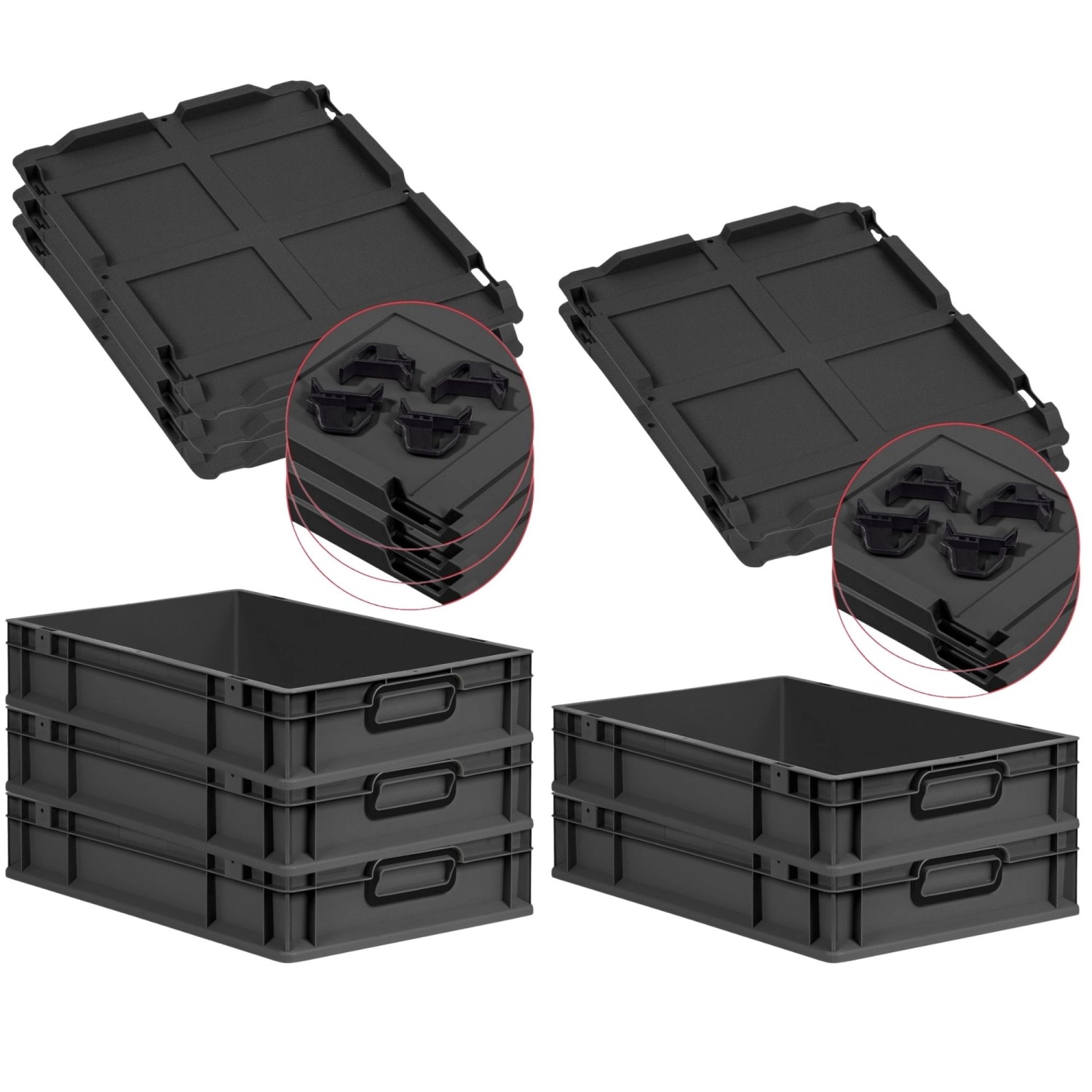 PROREGAL SparSet 5x Eurobox Nextgen Color Mit Auflagedeckel HxBxT 12x40x60c günstig online kaufen