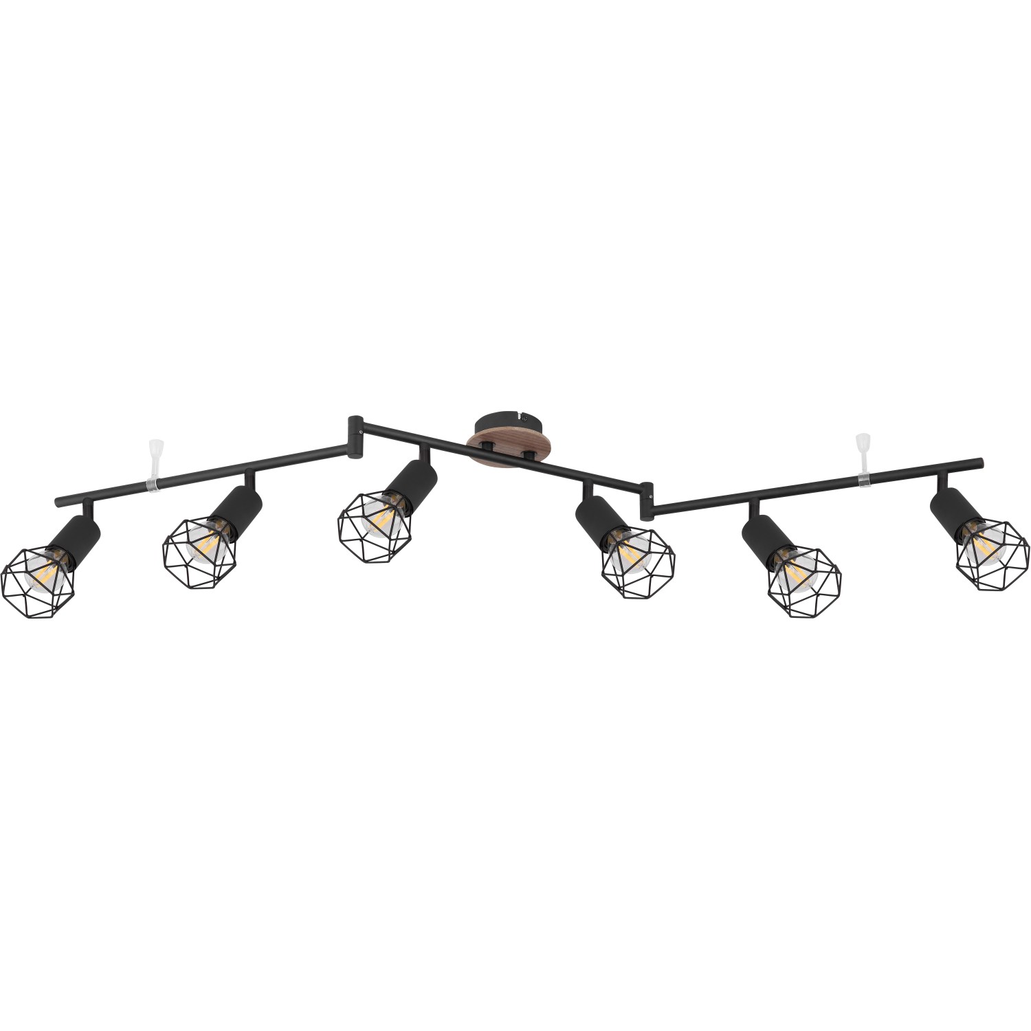 Schwarzer Globo Strahler Xara I mit 6 Lampen, moderner Deckenstrahler für Wohnräume.