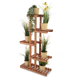 PROREGAL Blumenständer FLORACK HxBxT 117x68x25cm 6 Ablagen Kieferholz Braun