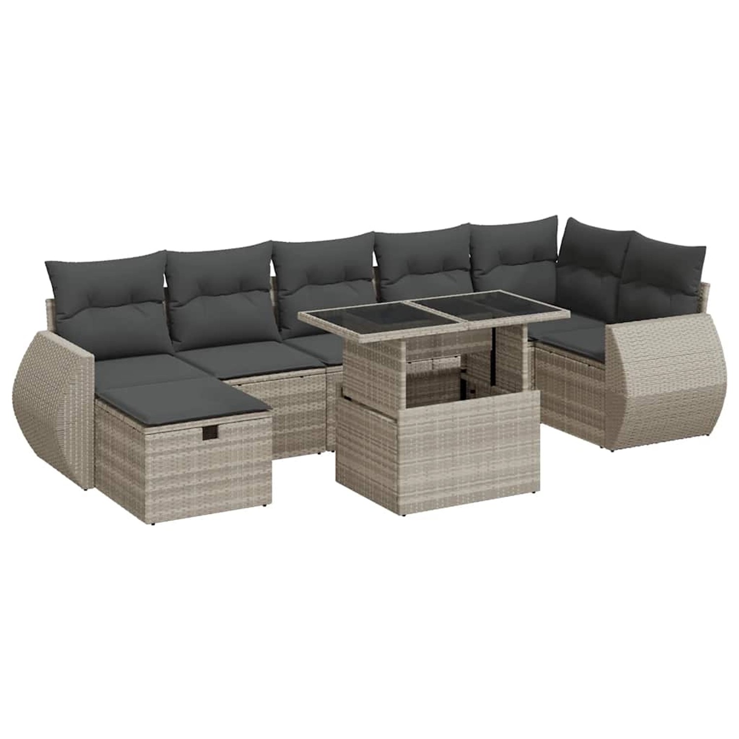 vidaXL 8-Tlg Garten-Sofagarnitur mit Kissen Hellgrau Poly Rattan 3327912 günstig online kaufen