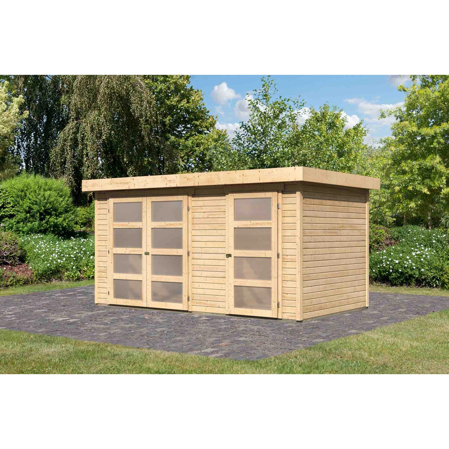 Karibu Holz-Gartenhaus Nürnberg Natur BxT: 400 cm x 213 cm günstig online kaufen