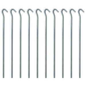 10 silberne AMANKA Zelt-Heringe, 250x4mm, aus verzinktem Stahl für Camping & Outdoor.