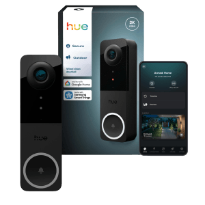 Philips Hue Türklingelkamera Secure, kabelgebunden, schwarz. Videoüberwachung mit App-Steuerung.