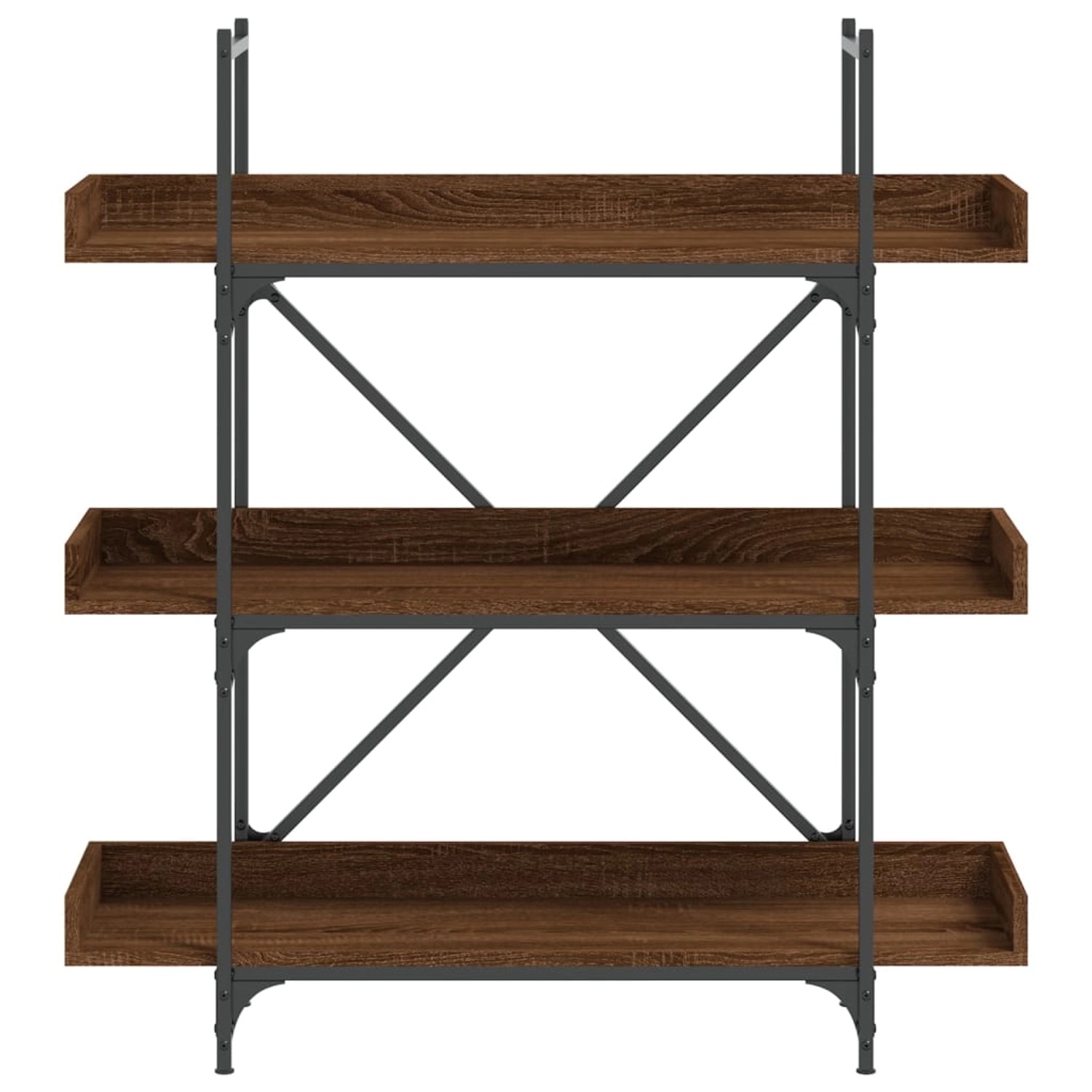 VidaXL Bücherregal mit 3 Böden in Braun Eichen-Optik, Wandregal mit Metallrahmen.