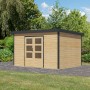 Karibu Gartenhaus Domingo 7 A, naturbelassen/anthrazit, mit Doppeltür und Fenster