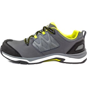 Albatros Sicherheitshalbschuh Ultratrail Low S3, grau, mit Fiberglaskappe und gelben Akzenten.