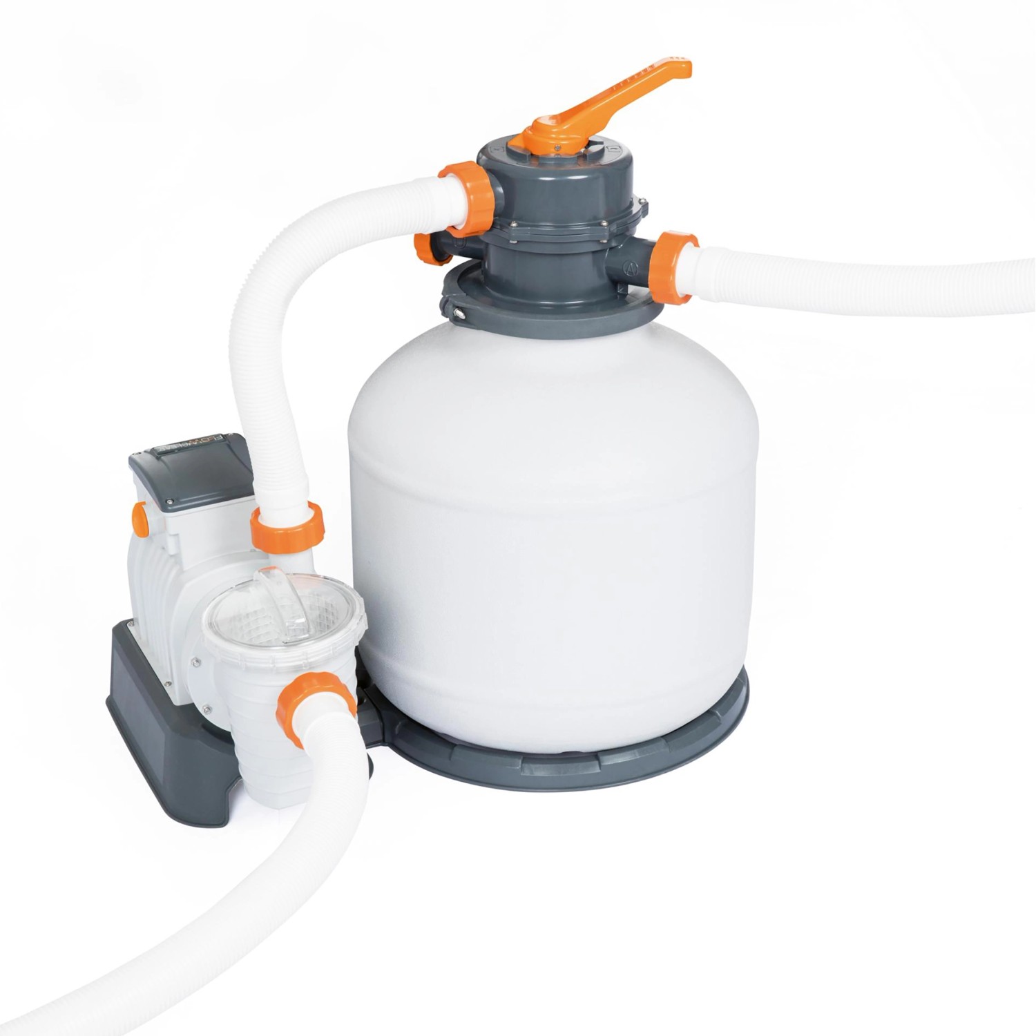 Sandfilteranlage für Bestway Stahlrahmen Pool. Filterpumpe mit Schläuchen.