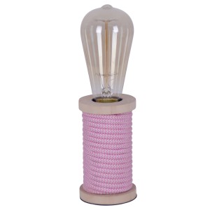 Näve Tischleuchte Max Pink-Weiß, Design-Tischlampe mit Textil-Ummantelung und dekorativer Glühbirne.