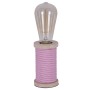 Näve Tischleuchte Max Pink-Weiß, Design-Tischlampe mit Textil-Ummantelung und dekorativer Glühbirne.