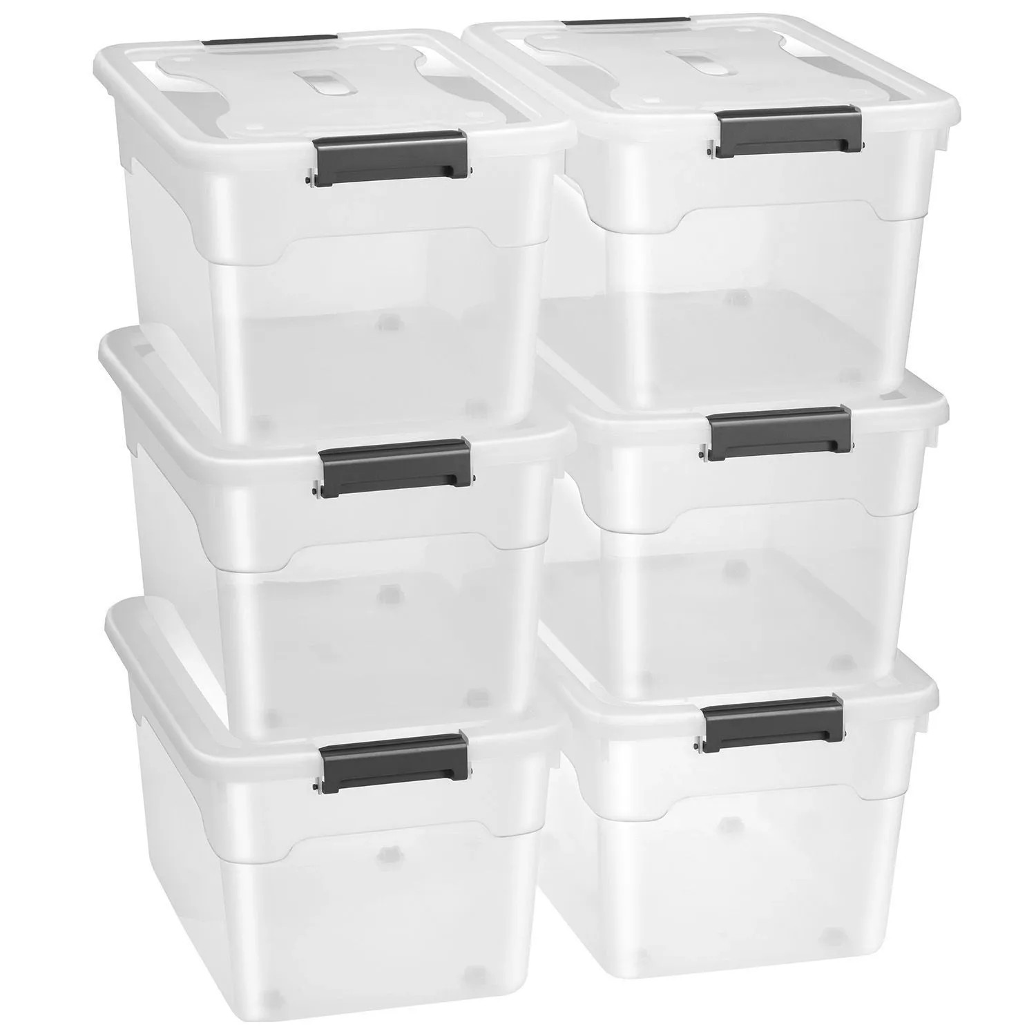 Juskys Aufbewahrungsbox mit Deckel 60L 6er Set