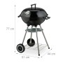 Relaxdays Kugelgrill Stahl Edelstahl Schwarz Fahrbar Mit Deckel 77 cm x 44 cm x 51 cm 3,4 kg_4