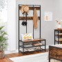 Songmics Garderobenständer mit Schuhbank, 12 Haken, braun-schwarz. Industrial Design für Flur, Büro oder Schlafzimmer.