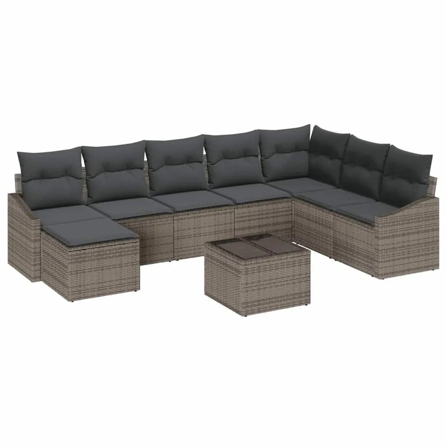 Thumbnail - vidaXL Gartensofa-Set mit Kissen 8 Stk Hellgrau Poly-Rattan 3355518