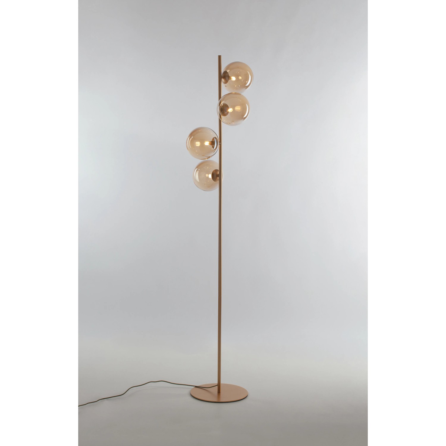 Eco-Light Stehleuchte Neptun, Messing/Champagner, 4-flammig. Design-Stehlampe mit Glaskugeln.