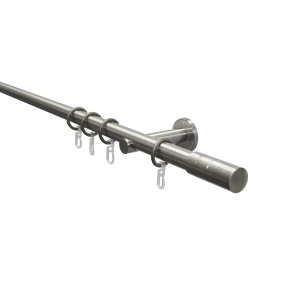 Gardinia Gardinenstangen-Set Zylinder, Edelstahloptik, 160 cm. Stilvolle Gardinenstange mit Zylinder-Endknöpfen.