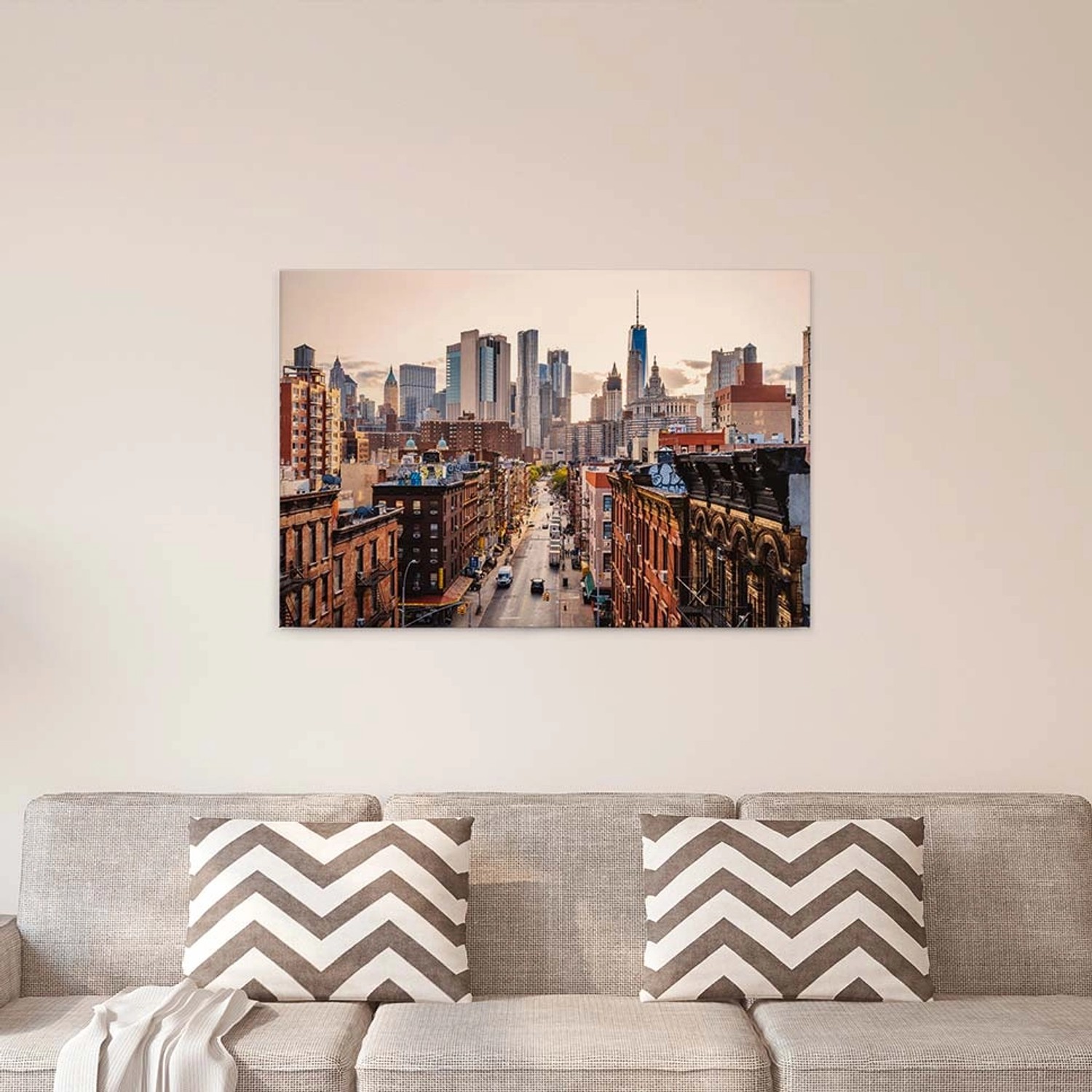 Bricoflor Leinwand New York Skyline Urbanes Wandbild In Beige Und Rosa Für günstig online kaufen