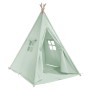 Pastellgrünes Sunny Tipi Zelt Alba mit Faltkissen, 120x120x160 cm, für Kinder zum Spielen.