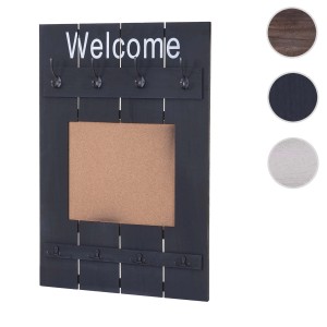 Dunkelgraue MCW Wandgarderobe C89 im Shabby-Look mit Pinnwand und Haken.