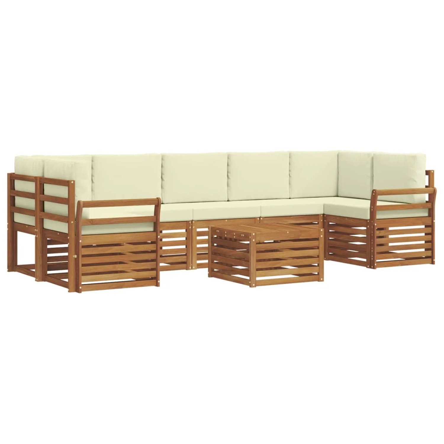 vidaXL Sofagarnituren 8 Tlg Natur und Creme Massivholz Akazie 3374530