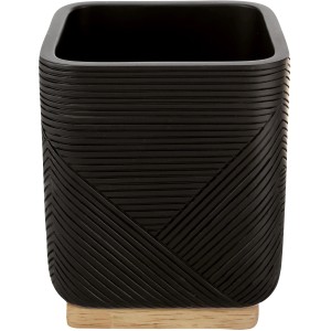 Schwarzer Kleine Wolke Zahnputzbecher Crossover mit Bambus-Akzent.