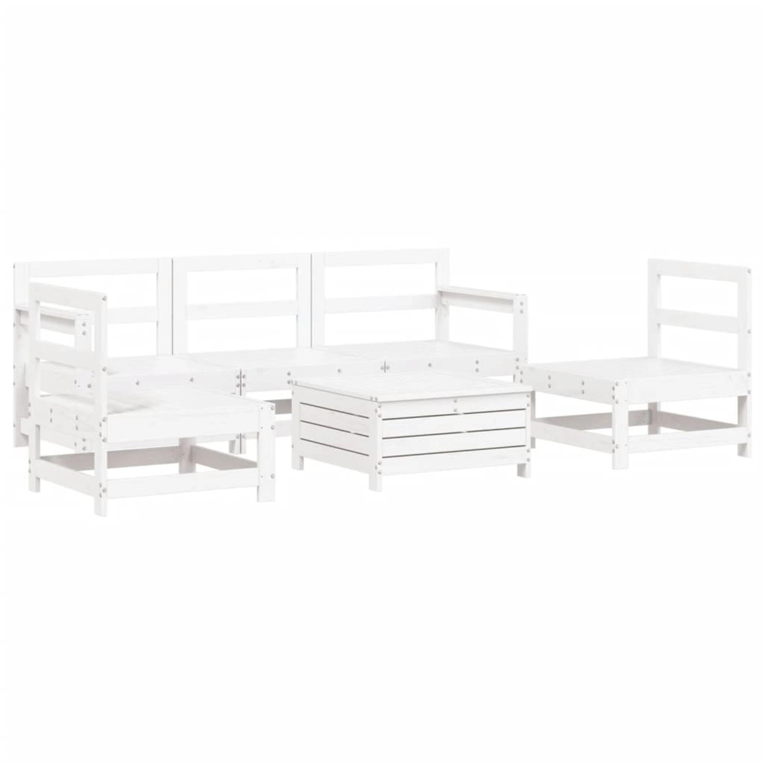 vidaXL 6-Tlg Garten-Sofagarnitur Weiß Massivholz Kiefer 3250729 günstig online kaufen