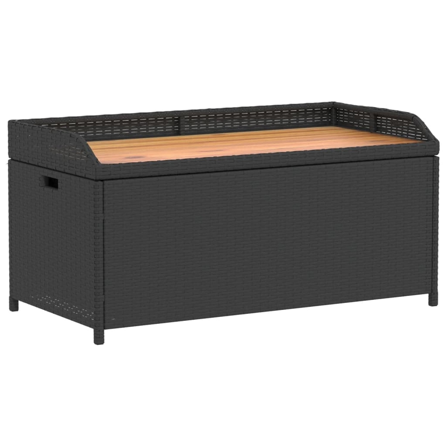 furnicato Bank mit Stauraum Schwarz 100x50x52 cm Poly Rattan Akazienholz günstig online kaufen