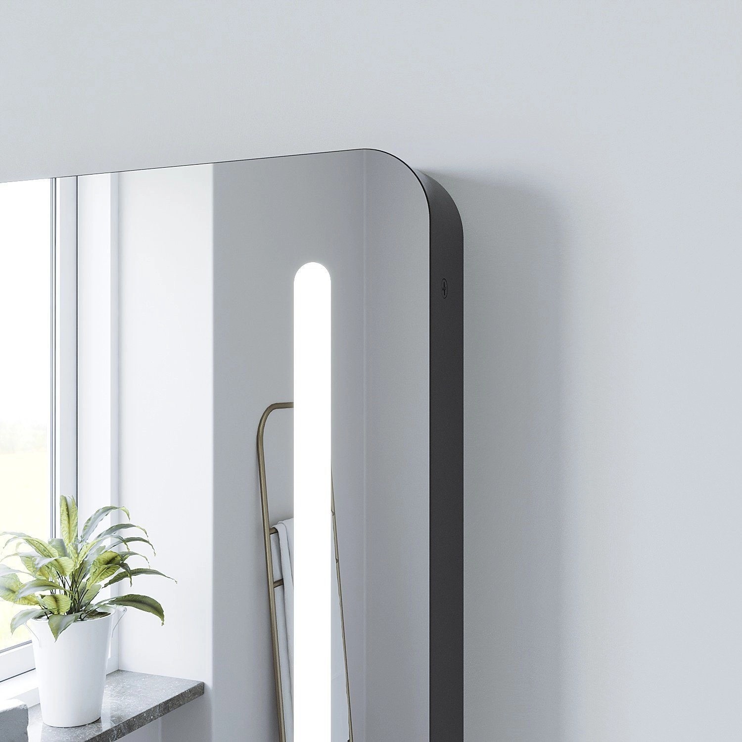 Aquabatos LED Spiegel 60x80 cm mit Ablage, Badspiegel mit Beleuchtung und Beschlagschutz.