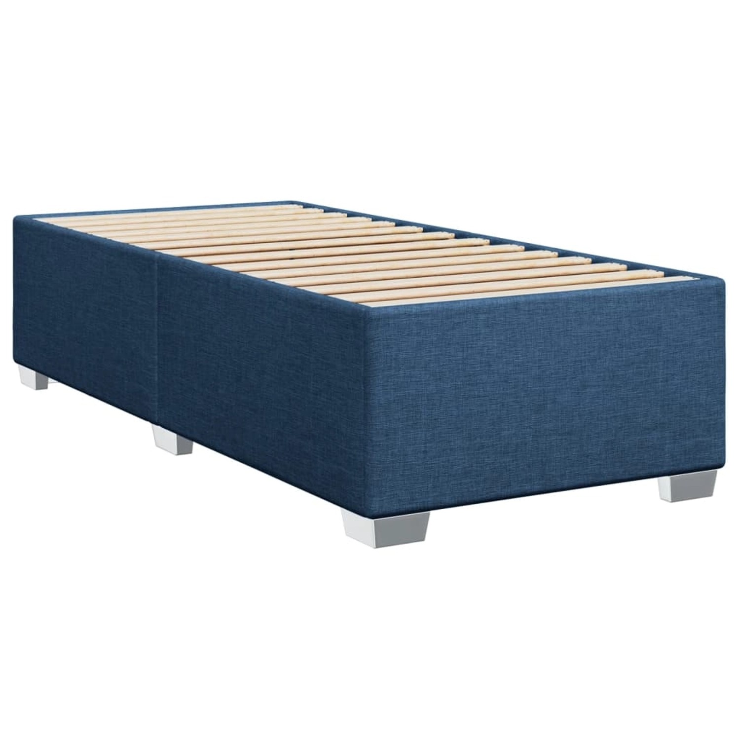Blaues vidaXL Boxspringbett (80x200 cm) mit Lattenrost und Stoffbezug.