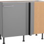 Optifit Eckunterschrank Mats825, 100/65 cm, Basaltgrau, mit Tür und Griff in Edelstahloptik.