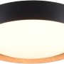 Moderne, schwarze LED-Deckenleuchte Emilia, Ø 40 cm, mit Holzoptik innen.