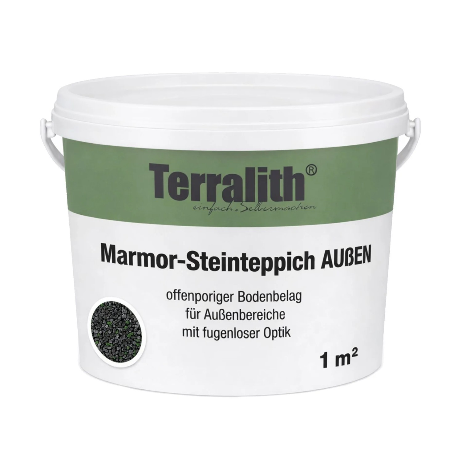 Terralith Metallic Steinteppich Metallic Mix 306 für 1 m² Außen Fein 2-4 mm