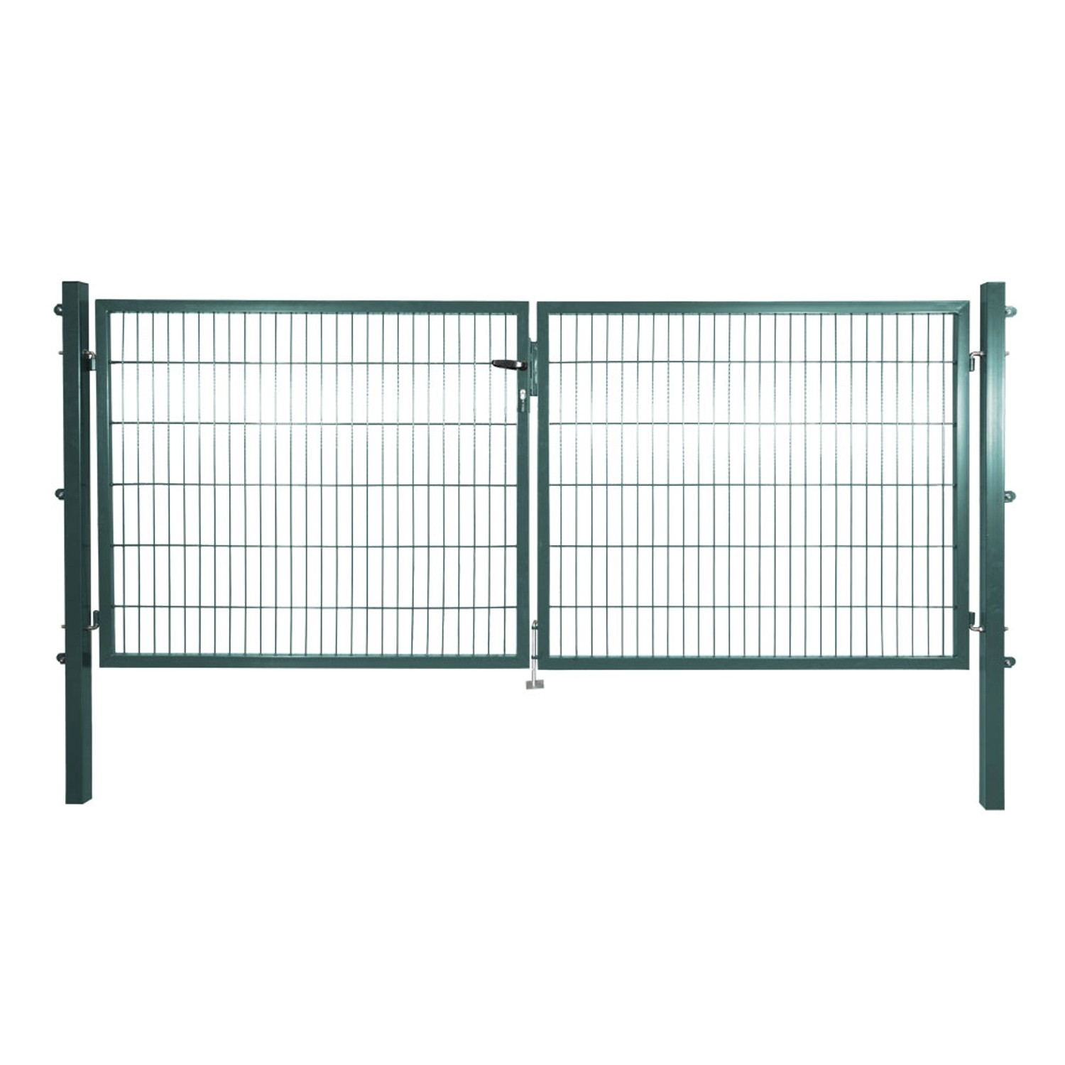 Solid Doppeltor Stahl Grün mit Füllung für Doppelstabmatte 120 cm x 300 cm
