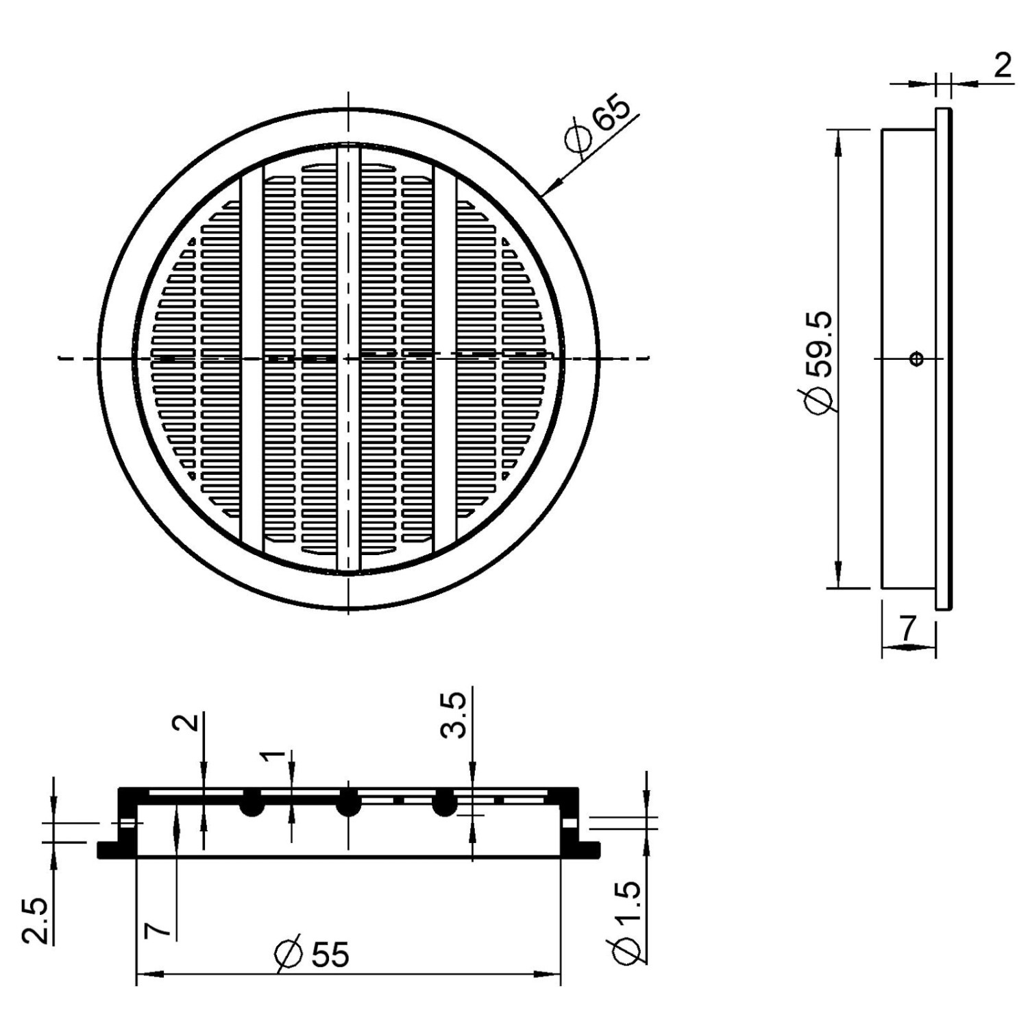 SOTECH 10 Stück Lüftungsrosette Ø65 mm aus Kunststoff Zum Einlassen Silbergrau_4