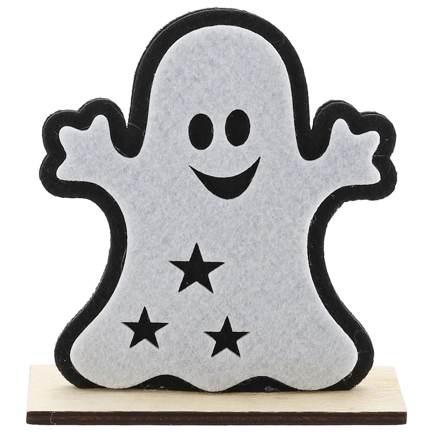 Aufsteller Geist aus Filz 11 cm Schwarz-Weiß