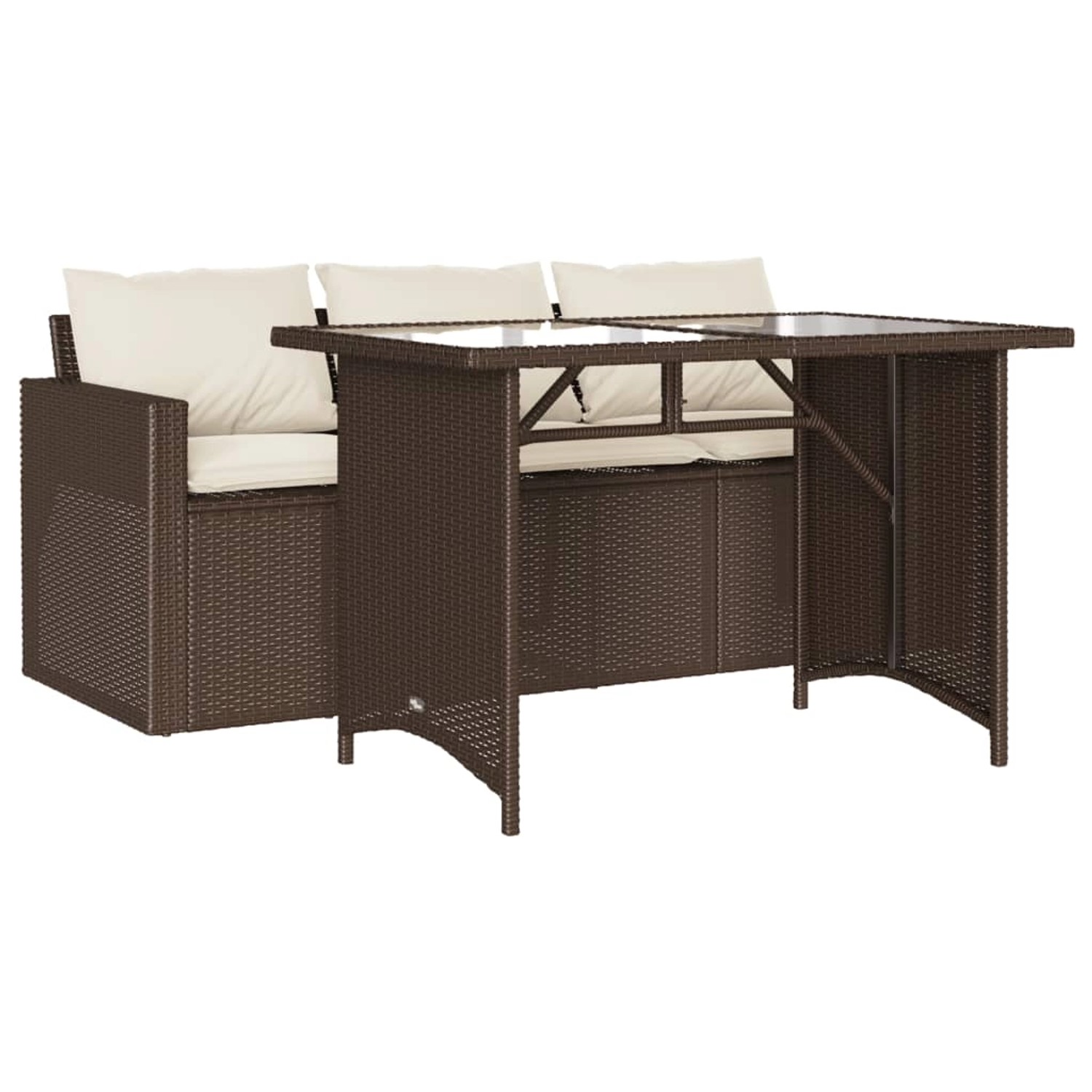 vidaXL 2-Tlg Garten-Essgruppe mit Kissen Braun Poly Rattan 366330 günstig online kaufen