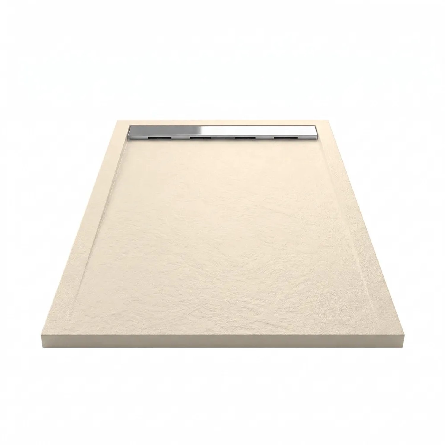 Mirlo Mineralguss Duschwanne Extra Flach Ribera  Beige Ablaufschutz Chrom 70x200cm