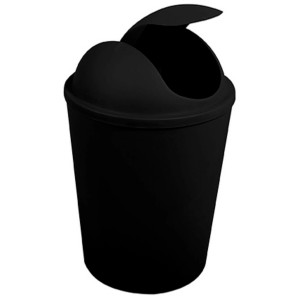 Schwarzer MSV Kosmetikeimer Ako mit Schwingdeckel, 5,5 Liter Fassungsvermögen.