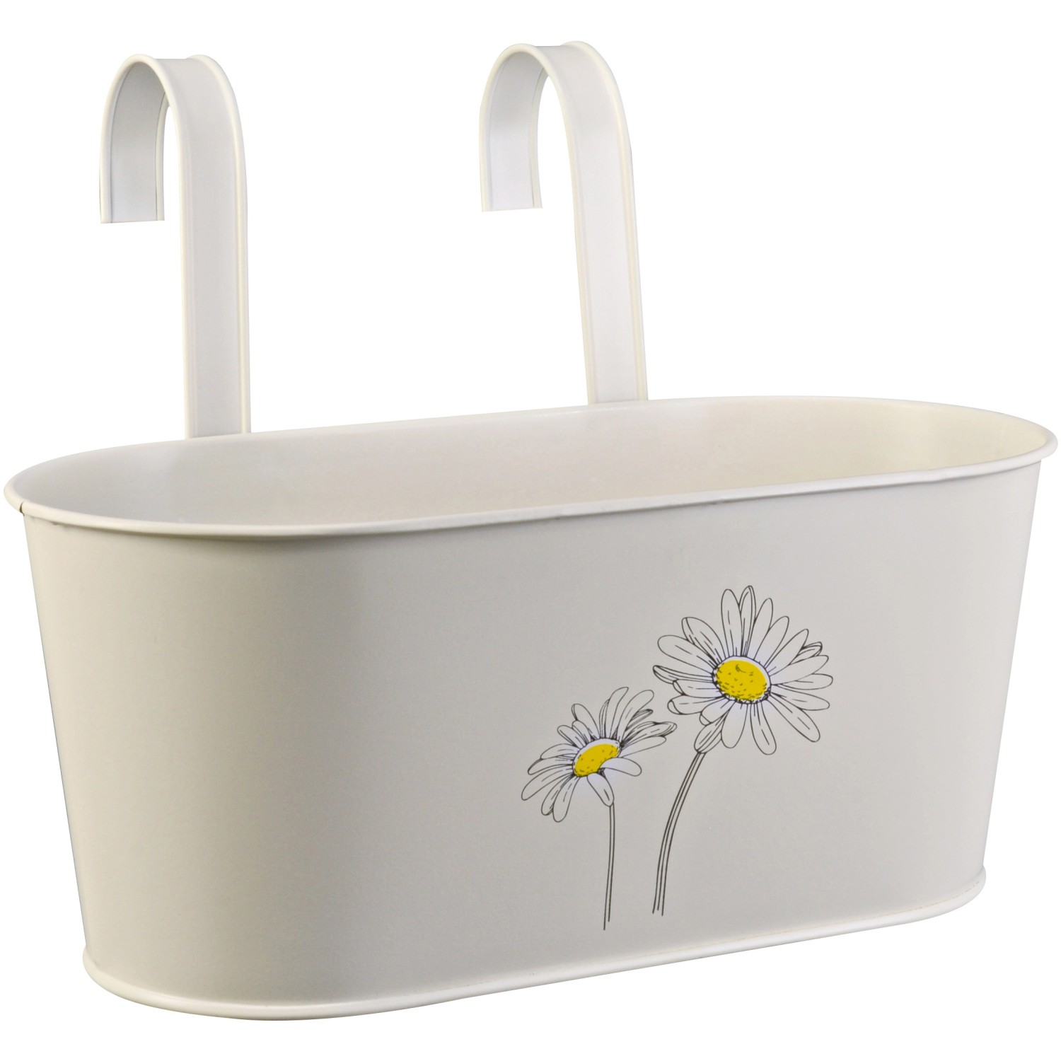 Zink Hängeschale lackiert mit Blumenprint Creme (HxBxT) 33 x 16 x 14 cm