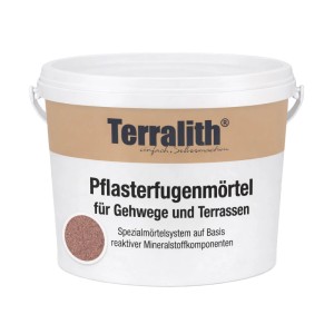 Terralith Drän Pflasterfugenmörtel beigebraun im weißen Eimer, für Gehwege & Terrassen. Putz, Mörtel & Zement.