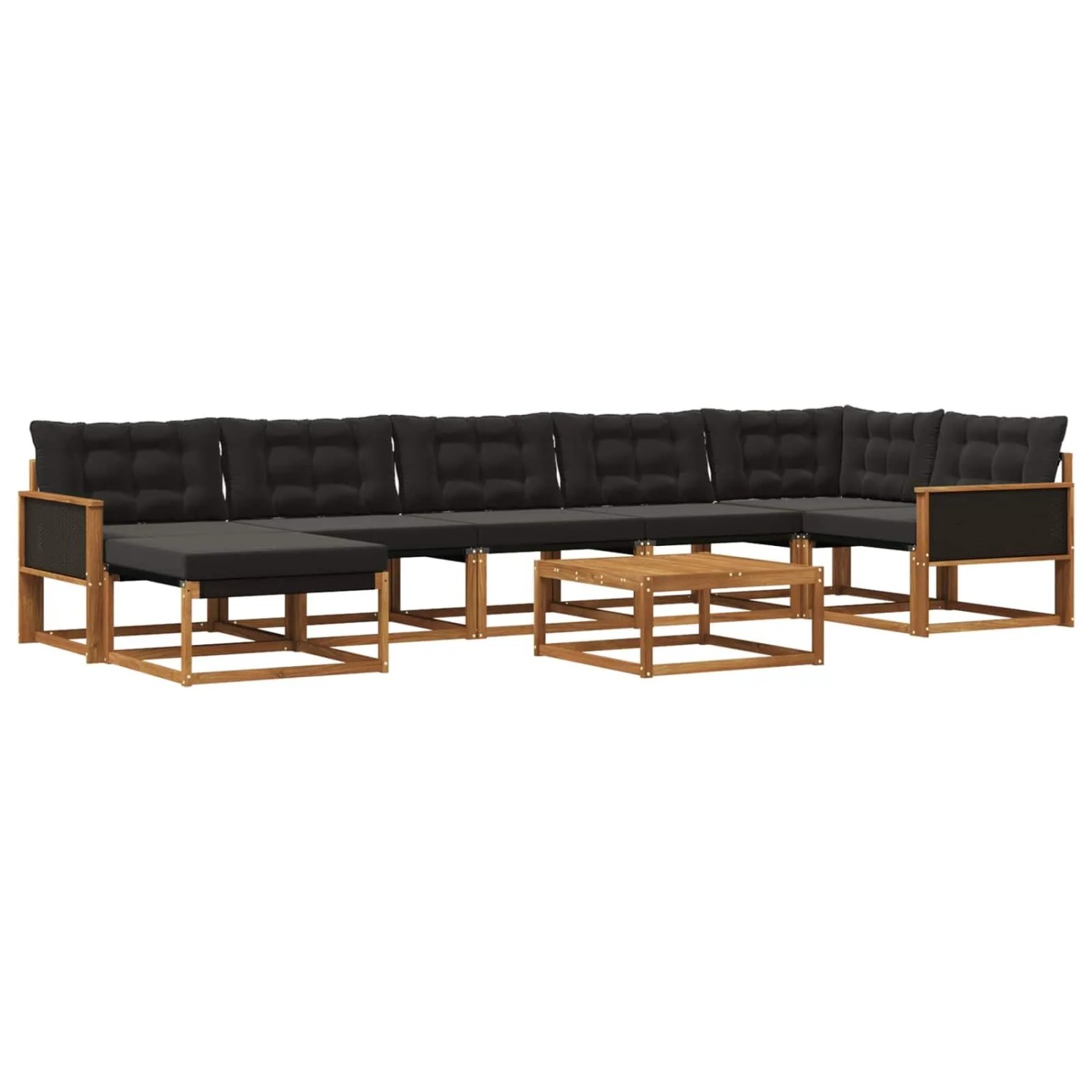 vidaXL Outdoor-Sofagarnitur mit Kissen 8 Stk Natur und Schwarz 3381576