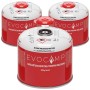 Evocamp Gaskartuschen 3er-Pack, 300g Butan/Propan Gemisch mit Schraubventil für Campingkocher und Gasgrills.