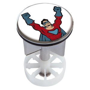Excenterstopfen mit Superhelden-Motiv, 38-40 mm, für Waschbecken.