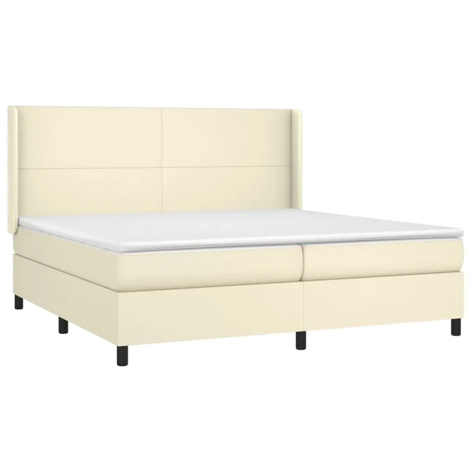 vidaXL Boxspringbett mit Matratze Creme 200x200 cm Kunstleder 3132401