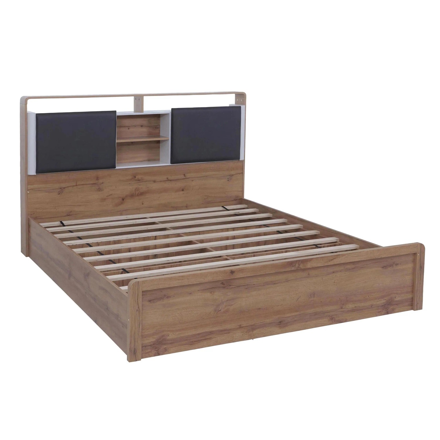 MCW King Size Bett P43 mit Lattenrost MDF 180x200cm Wotan-Eiche-Optik Weiß