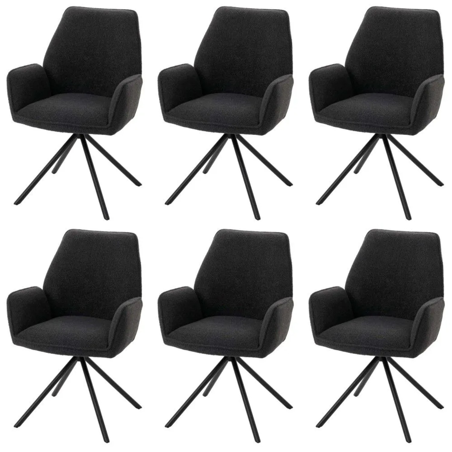 MCW Esszimmerstuhl G67 Boucle 6er-Set Dunkelgrau