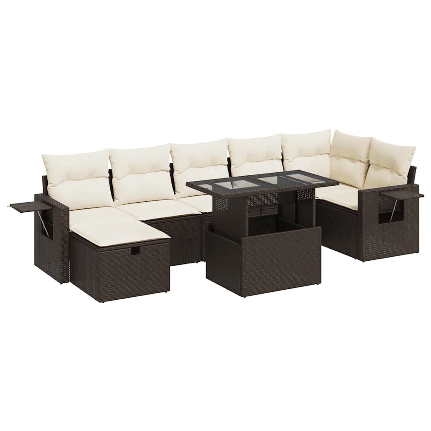 vidaXL 8-Tlg Garten-Sofagarnitur mit Kissen Braun Poly Rattan 3327873 günstig online kaufen